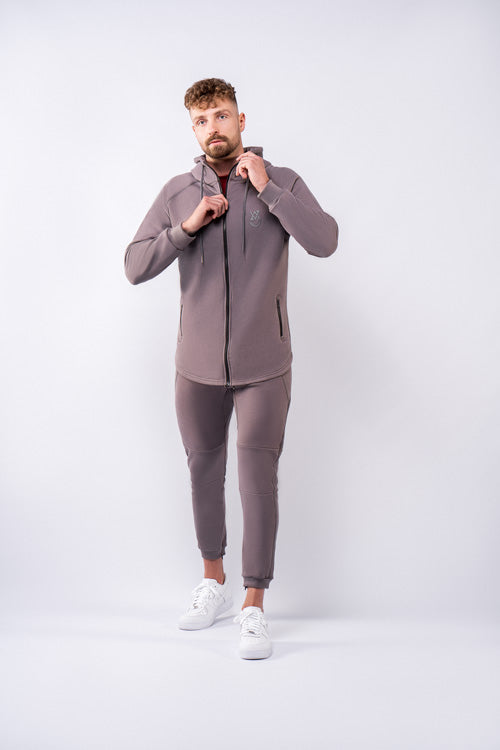 Vandrap-Outfit-Zip-Hoodie-Grau-mit-Side-Pocket-Jogginghose-grau-Herren