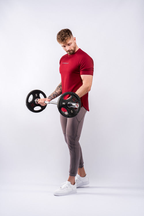 Vandrap-Raglan-T-Shirt-Herren-Rot-Side-Pocket-Jogginghose-Grau-Outfit